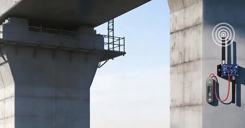 BeanDevice AN-mV wireless DAQ installed on a bridge for structural health monitoring